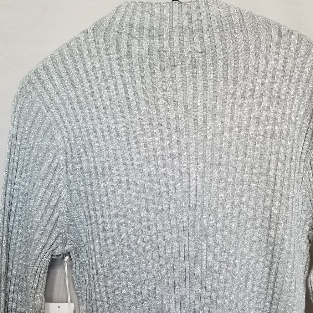 COURT & ROWE Metallic Mock Neck Ribbed Sweater - Picture 8 of 9